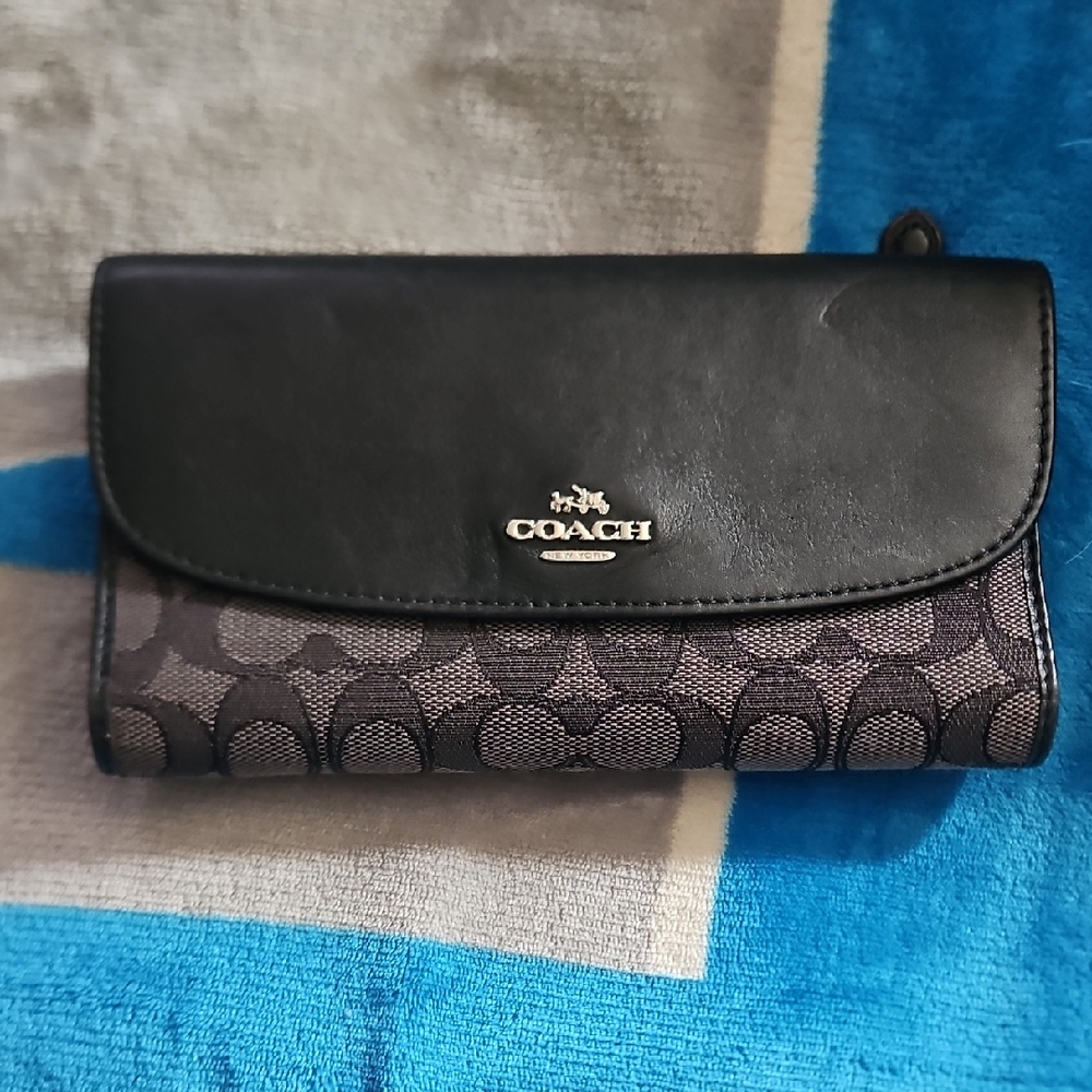 Coach Black and Gray Signature Wallet